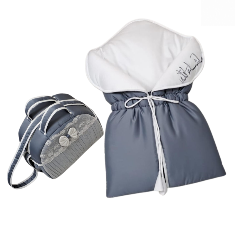 Luxury Baby Sleeping Bag & Diaper Bag Set Elegant Grey