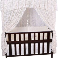 Mon Ami Baby Crib and Soft Chiffon Cushion with Wheels - Brown