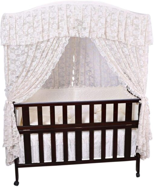 Mon Ami Baby Crib and Soft Chiffon Cushion with Wheels - Brown