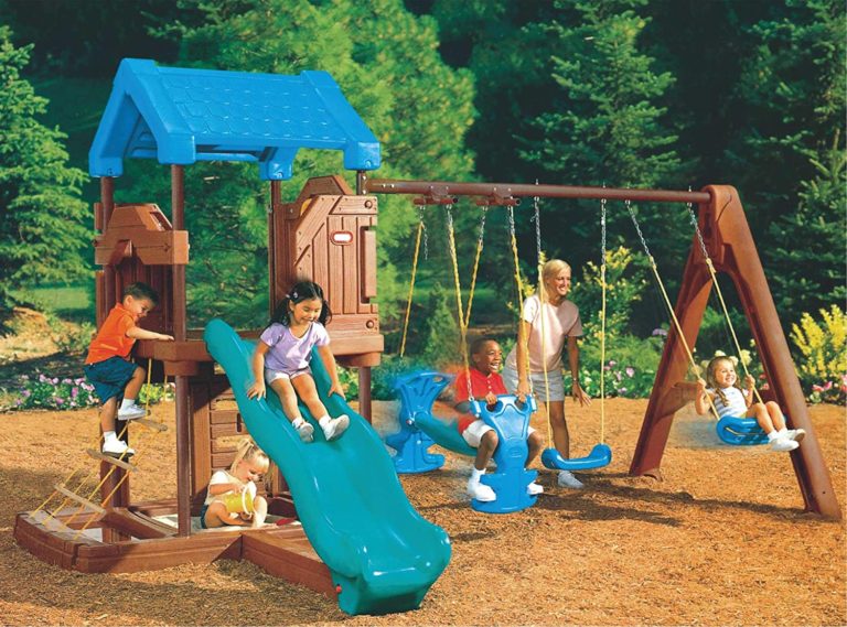 Toys Swing-N-Slide Play Set | Treehouse Swing Set with Slide, Tower and Timber Shield