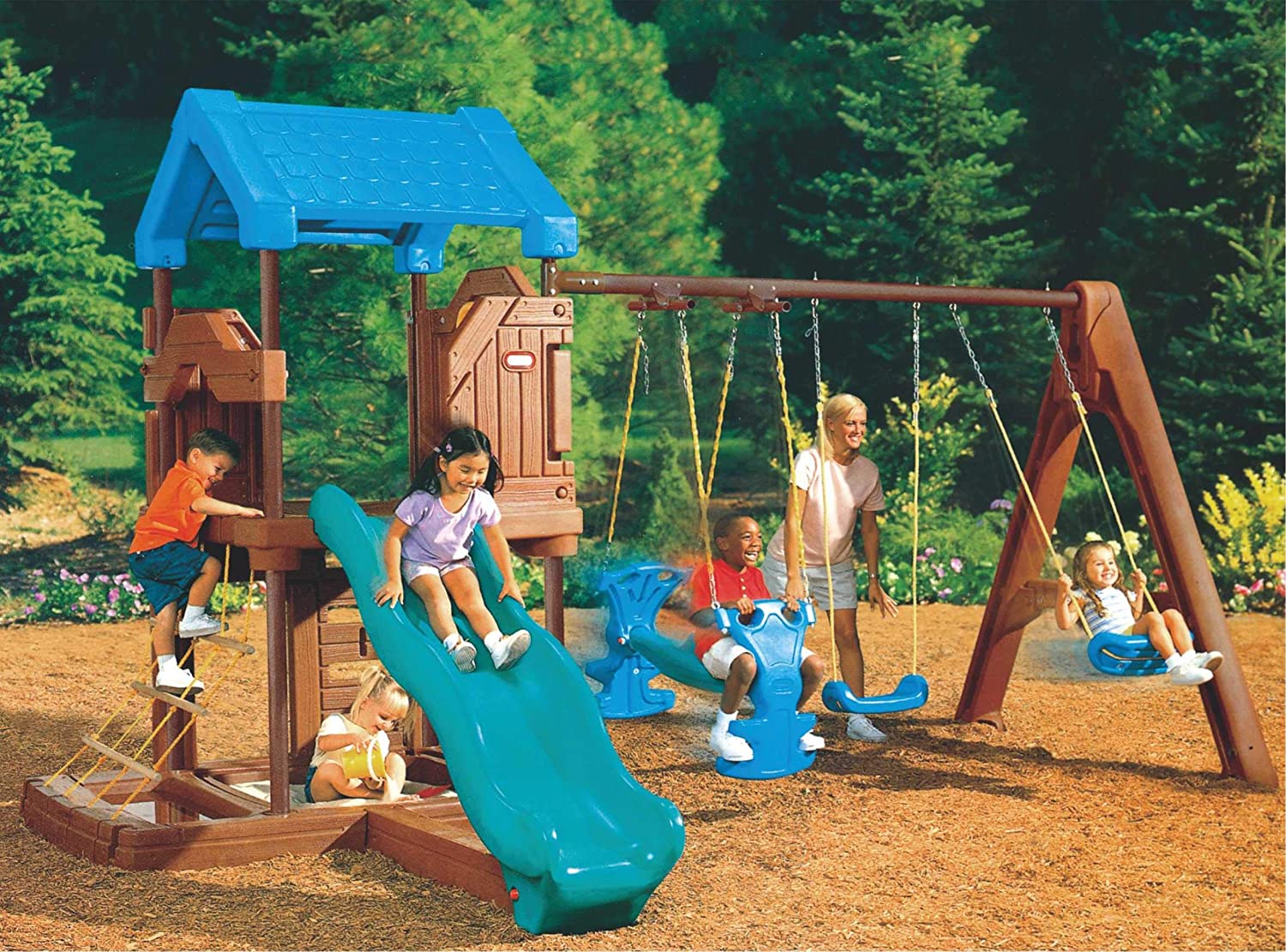 Toys Swing-N-Slide Play Set Treehouse Swing Set with Slide Tower