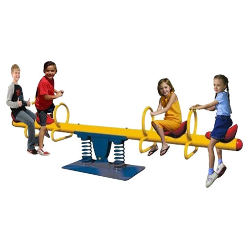 Double Springs Happy Metal 4 Seat See Saw, Yellow N04001