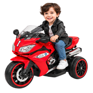 Kids Red Electric Ride-On Sport Motorcycle with Three Wheels - Image 2