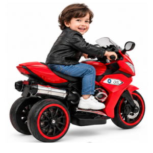 Kids Red Electric Ride-On Sport Motorcycle with Three Wheels - Image 3