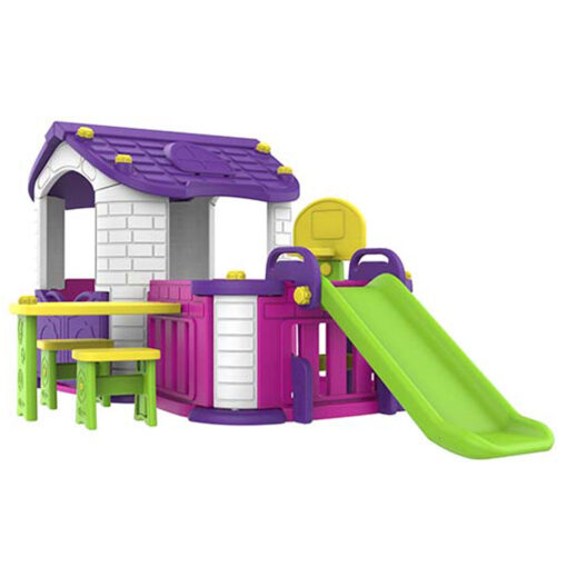 Plastic Big Playhouse Pink House with Slide CHD-356