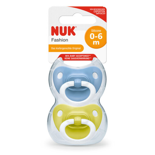 Nuk - Fashion Silicon Soother 0-6m Pack of 2 - Blue
