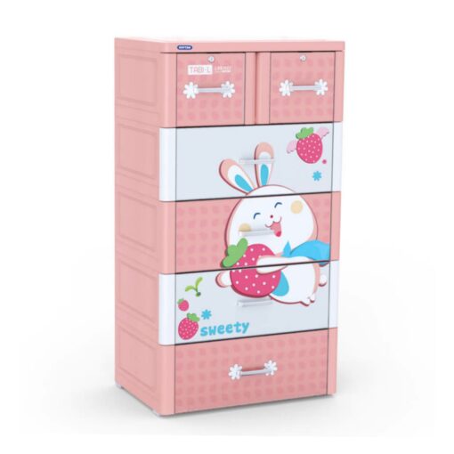 Plastic Cabinet TABI-L 5 floors (Pink - Rabbit Strawberry)
