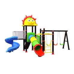 Happy Face Kids Swing slide, & Tunnel Playground For Kids (114MM PIPE, 720x550x360cm)