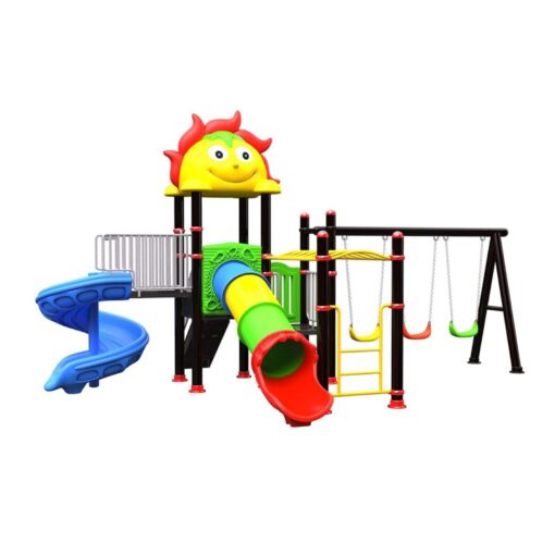Happy Face Kids Swing slide, & Tunnel Playground For Kids (114MM PIPE, 720x550x360cm)