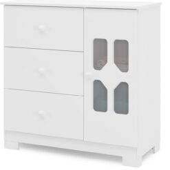 New Cristal Children's Dresser in White with 3 Drawers and 1 Door