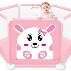 Babyfit Playpen for Kids, Playard Indoor Child Safety Fence with 50 Balls (Pink)