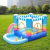 Inflatable Rainbow Bouncy Castle Play Pool Indoor Outdoors Trampoline