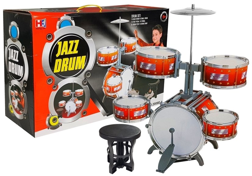 Children Kids Jazz Drum Set Kit Musical Educational Instrument Toy 5 Drums I0Z5 