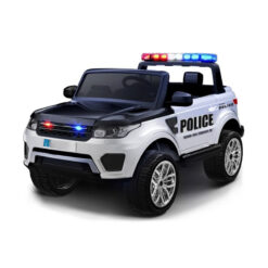 Kids Ride On 12 V Official Police Bureau Rangers Jeep - White & Black