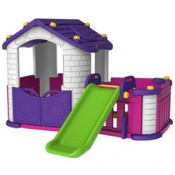 Kids Outdoor Playhouse With Slide Purple - CHD-354
