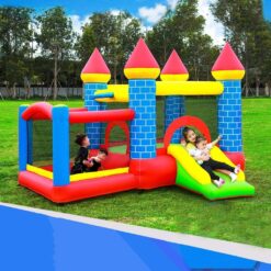 Inflatable Trampoline Bouncy Castle with Slide and Play Pool Outdoor Indoor