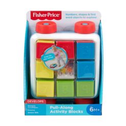 Fisher-Price Pull-Along Activity Blocks, Toy Wagon for Babies-GJW10