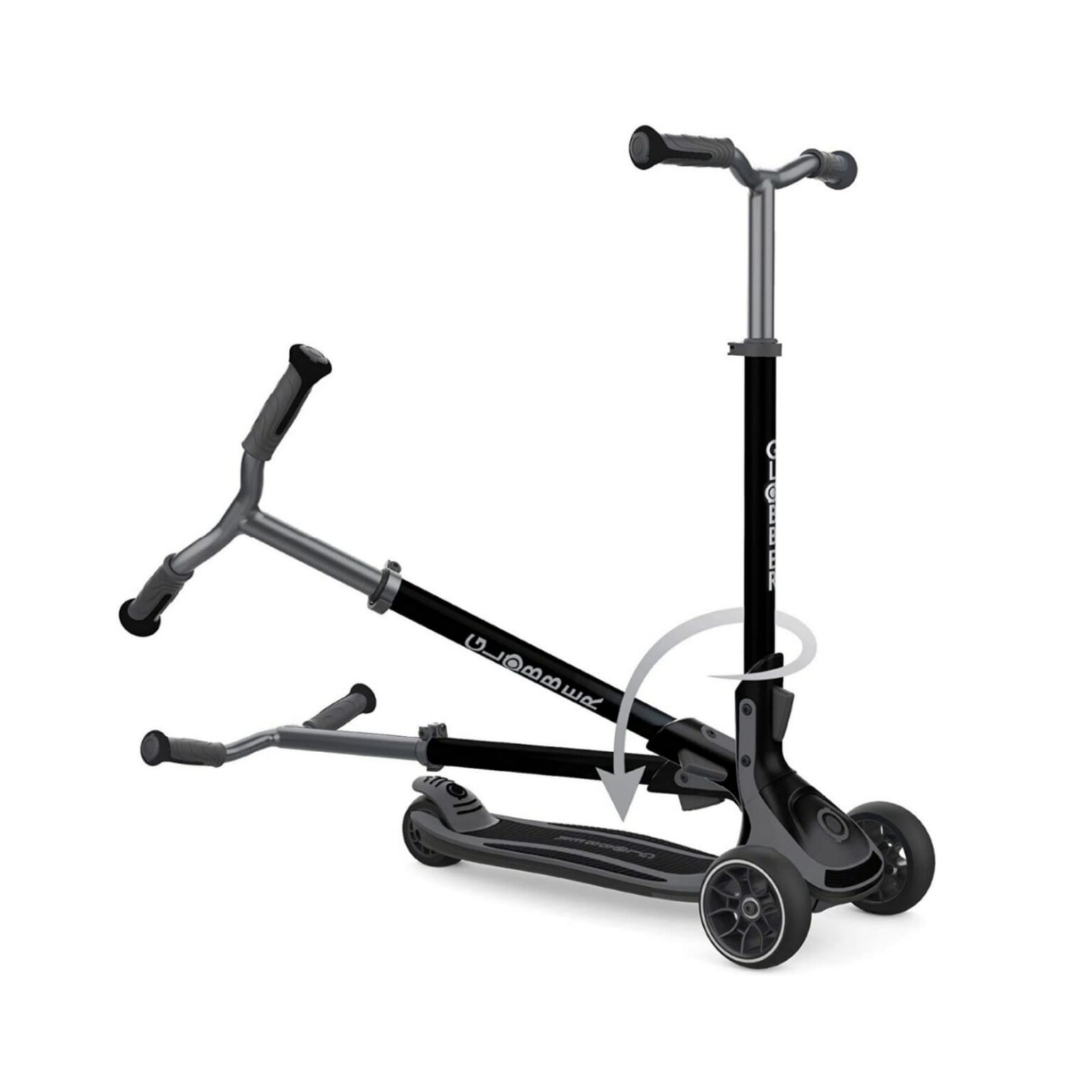 Patented Steering Control On a 3 Wheel Foldable Scooter Black Toys