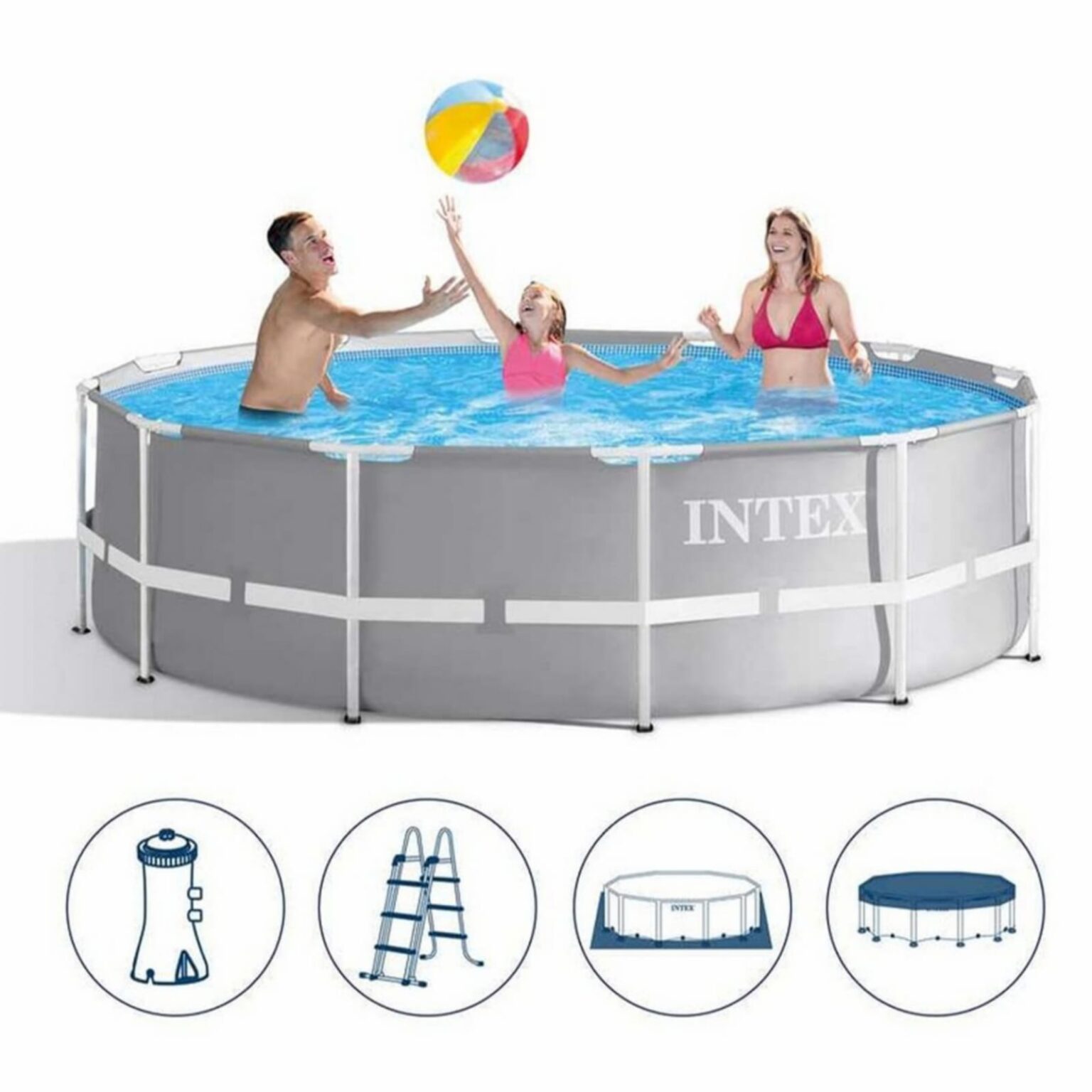 Intex Prism Frame Round Above Ground Swimming Pool 4.3m - 26720 - Toys ...