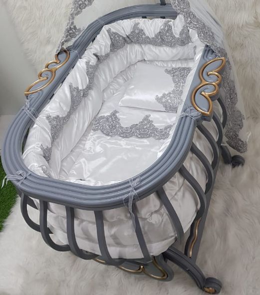 Monami Baby Bed Royal With Mosquito Net-Gray - Toys 4 You
