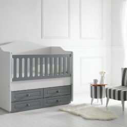 Happy Wooden Baby Cradle Bed White/Grey/TR-6464-01