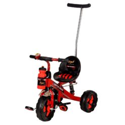 This trendy tricycle is made with a heavy duty steel frame which is sturdy and long lasting. Its Jumbo sized Rubber wheels helps in easy maneuvering. It has Wide paddle for smooth mobility. It has cushioned seat with high back rest for the comfort of the tender backs of the kids.