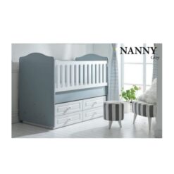 Nanny Baby Wooden Cradle bed With Drawer TR-7714-08-Grey/White