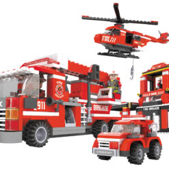 Ox-Blocks Fire Set With Fire Engine And Helicopter Building Set 697 Piece - 0310