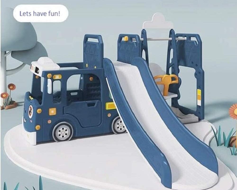 Bus Kids 3 in 1 Outdoor Play Structure Jumbo Slide with Swing And Play ...