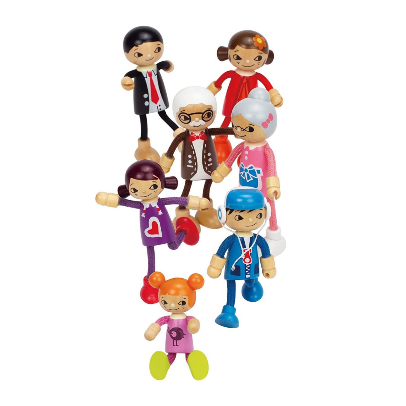 E3503 HAPE Wooden Doll Modern Family-Grandpa Happy Family Children Age 3yrs+ 