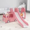 Bus Kids 3 in 1 Outdoor Play Structure Jumbo Slide with Swing And Play House-Pink