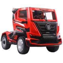 Kids Rechargeable 12V Clunker Truck With Back Trailer Rubber Tyres & Leather Seats Red 2020