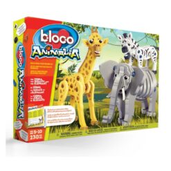Bloco Toys Zebra, Giraffe & Elephant STEM Toy Zoo Wildlife Animals