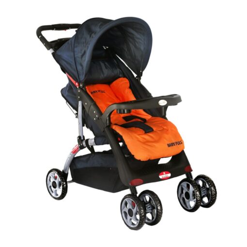 Baby Plus - Stroller Cum Pram - Navy Blue/Orange - BP4959