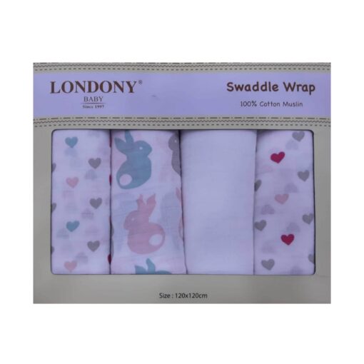 Baby Muslin Swaddle Wrap 4PCS For Girl – 2014B-Heart