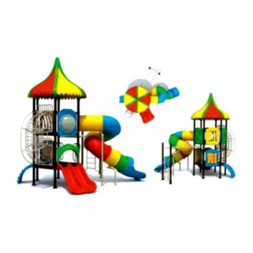 Pavilion Outdoor Kids Playground For Park Or Graden With Tunnel/ Twin Slides