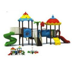 Kids Playground For Kids 2 Tower With 3 Slides And Small Dome Multicolour