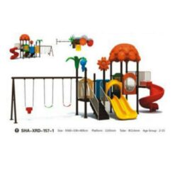 Outdoor Kids Playcenter With 3 Swing & One Twin Slides For Kids
