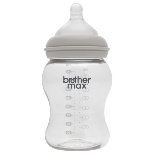 Brother Max PP Extra Wide Neck Bottle 240ml + M Teat - Grey - BM110