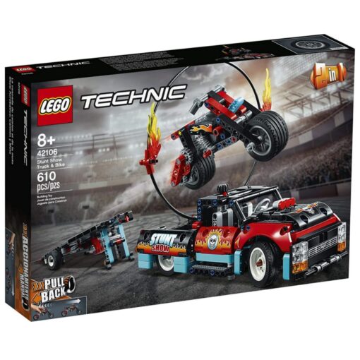 LEGO Technic Stunt Show Truck and Bike Toys Set 610 Pieces - 42106
