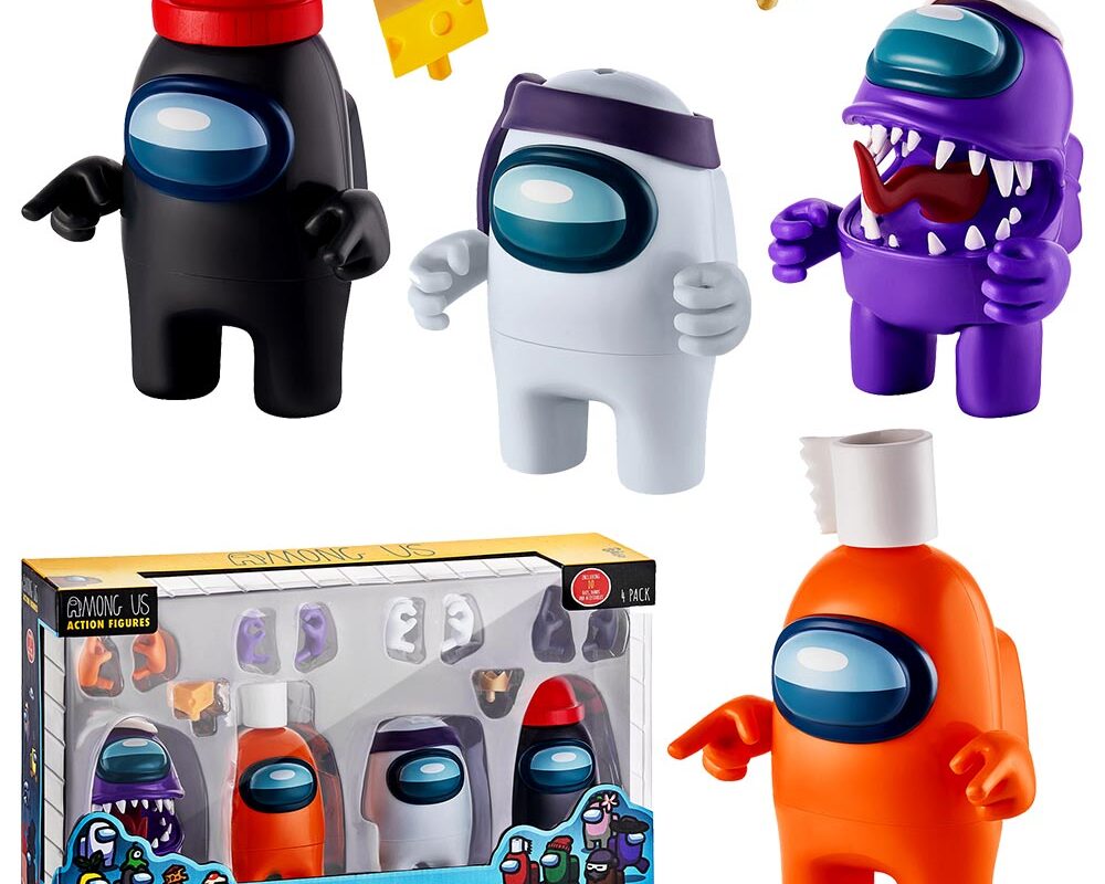 Among Us Action Figures 4 Pack (S1) - Personaggi Giocattolo Per Bambini, Multicolore