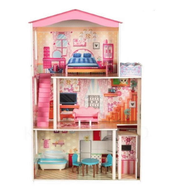 Kids Wooden Dollhouse Pretend To Play For Girls 3 - 5 Years - Image 4