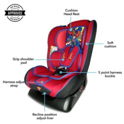 DC Comics Superman Baby 3- & 1 Car Seat - 4 Position Comfort Recline Angle -ZY19-SUP-MAN