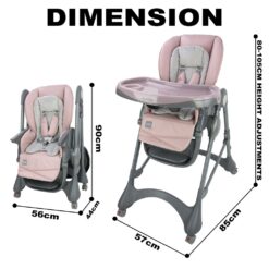 Baby High Chiar Multifunction Waterproof Foldable Baby – 003-Gray