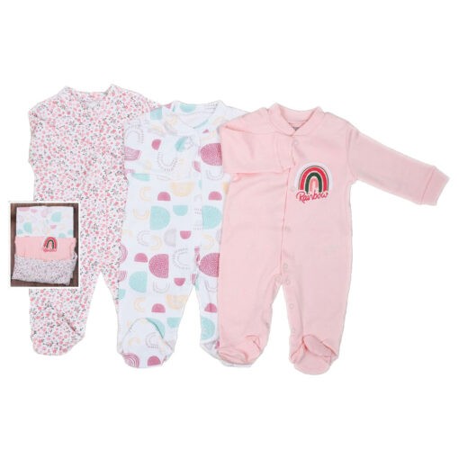 Baby Sleepsuits- Rainbow Sleepsuit Set - Pack of 3 - TA137H