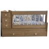 3-in-1 Baby Bed With Drawers And Changing Table With Mattress - 503-New BROWN