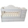 Baby Bed Velvet - With Drawers And Changing Table With Mattress - Z/505-White
