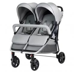 Twin Baby Stroller High Landscape Multi-Child Stroller Light Folding – BUR798/Grey/White