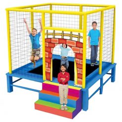 Kids Play Altitude 8" Ft Square Trampoline w/ Sturdy Steps - G-18037