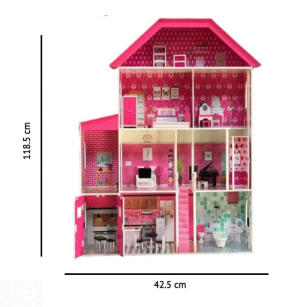 Kids Wooden Dollhouse Pretend-Play Furniture Toy Set for 3+ Years - Image 3